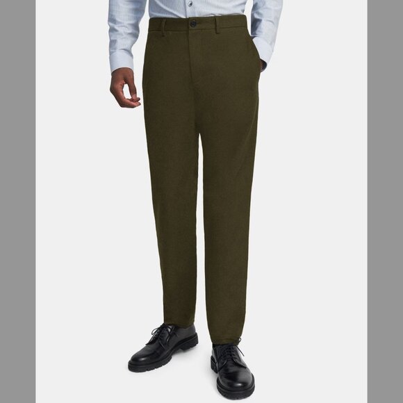 NWT Theory Classic-Fit Pant in Cotton Flannel -- Olive - Picture 1 of 8